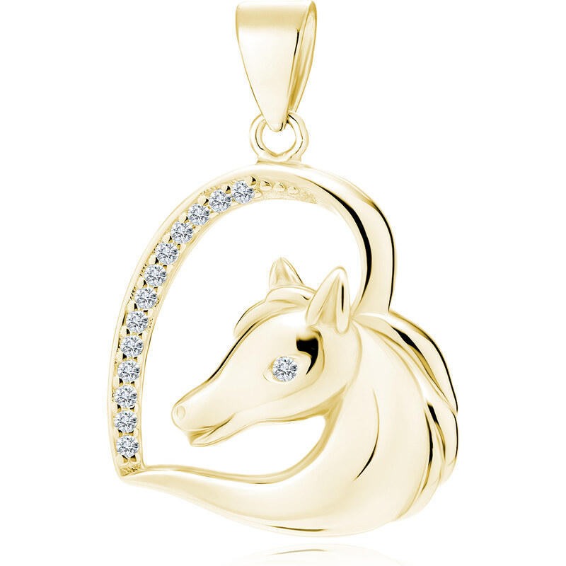 Olivie Strieborný zlátený prívesok KÔŇ V SRDCI 4658 21224218