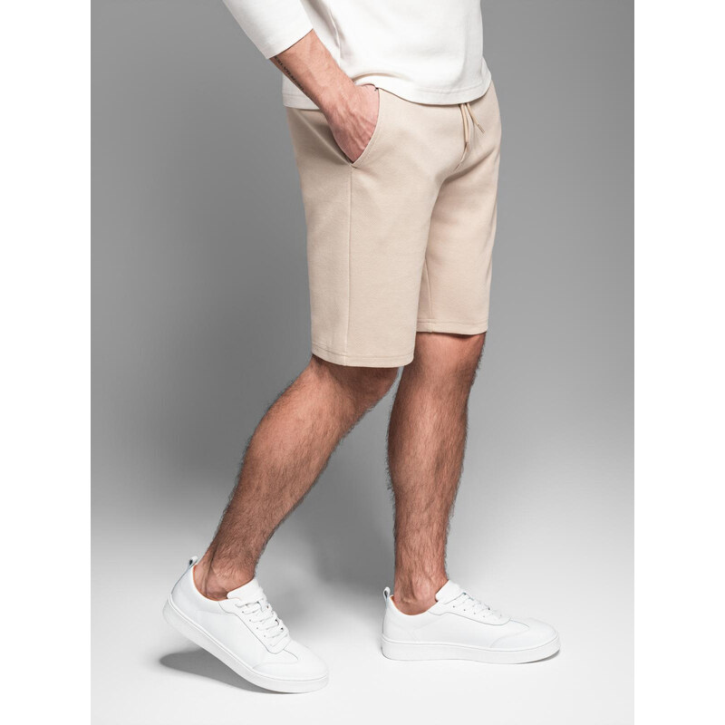 Ombre Casual mens SLIM FIT jacquard knit shorts - beige 64789165