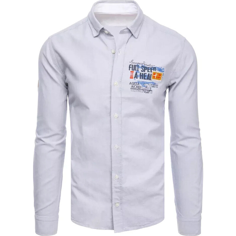 BASIC Svetlosivá košeľa s potlačou DX2278 36539189