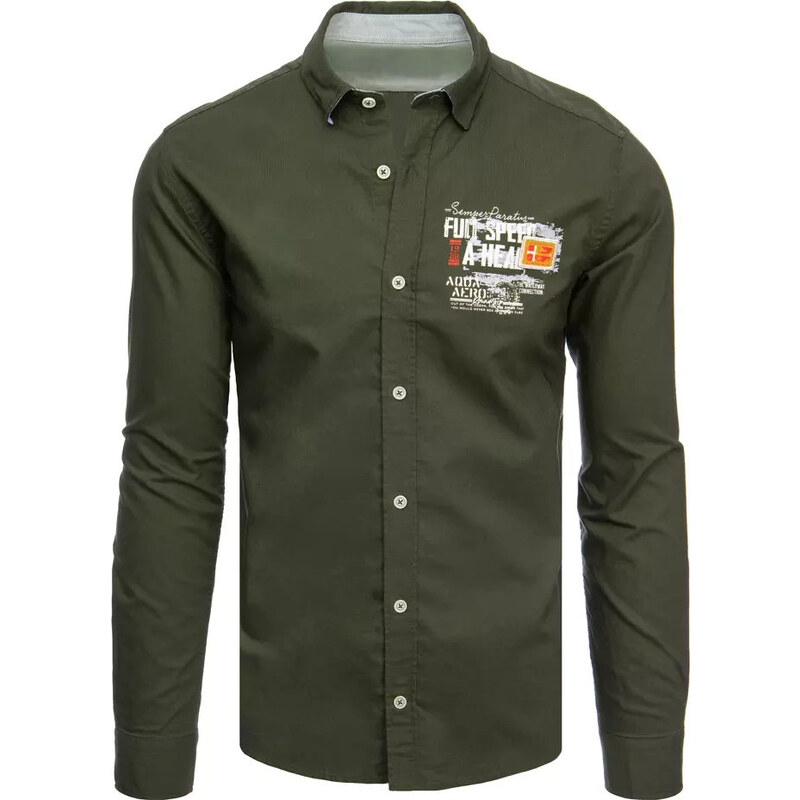 BASIC Khaki košele s potlačou DX2279 36539190