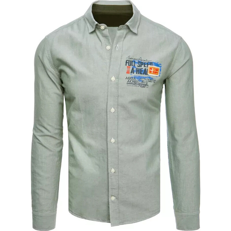 BASIC Mintová košeľa s potlačou DX2280 36539191