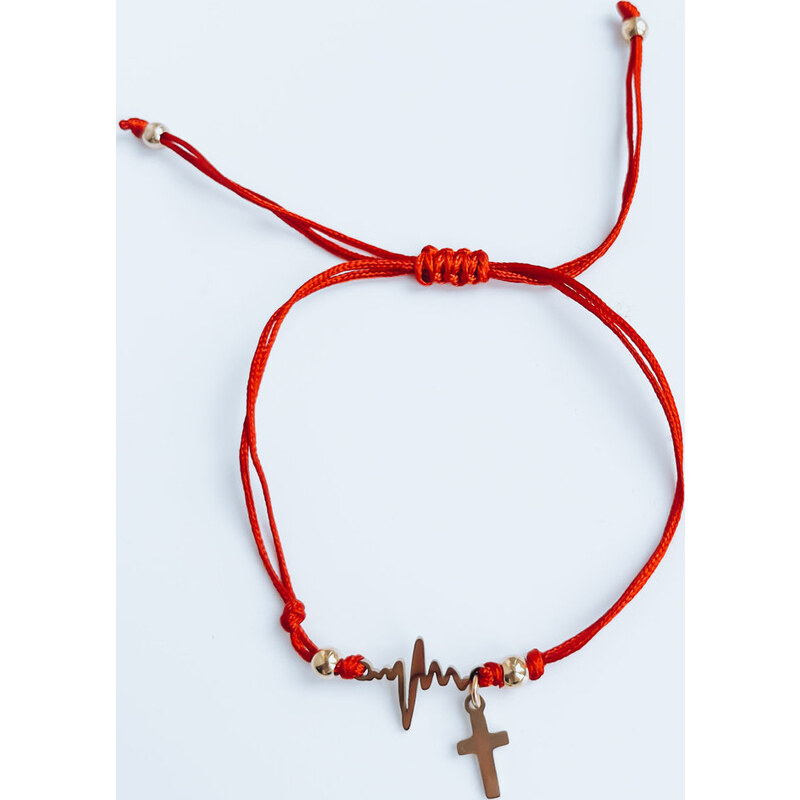 BASIC Náramok HEARTBEAT s krížikom - červený LY0079 42769710