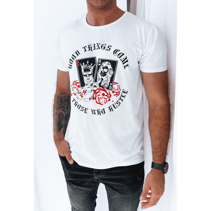 BASIC Biele pánske tričko s potlačou RX5257 42790371