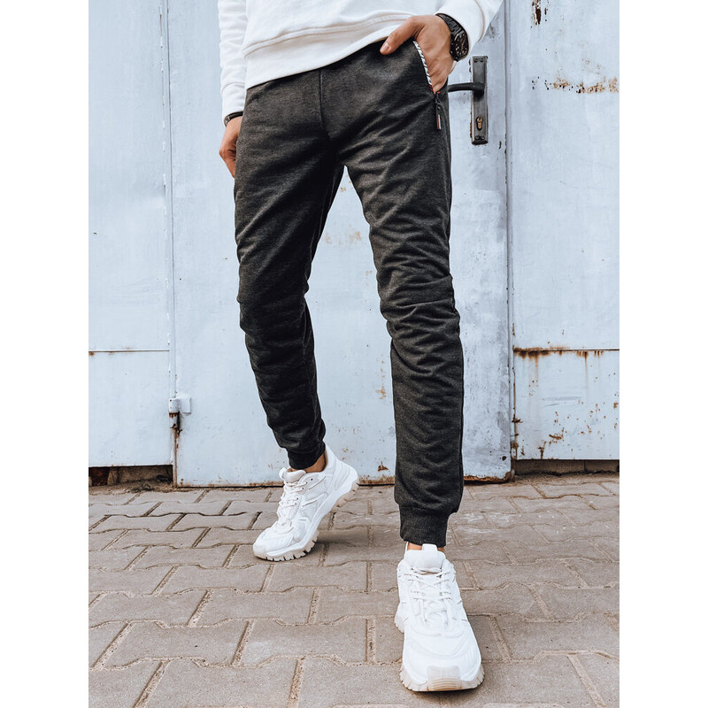 BASIC Tmavosivé pánske tepláky s vreckami na zips UX4279 50296834