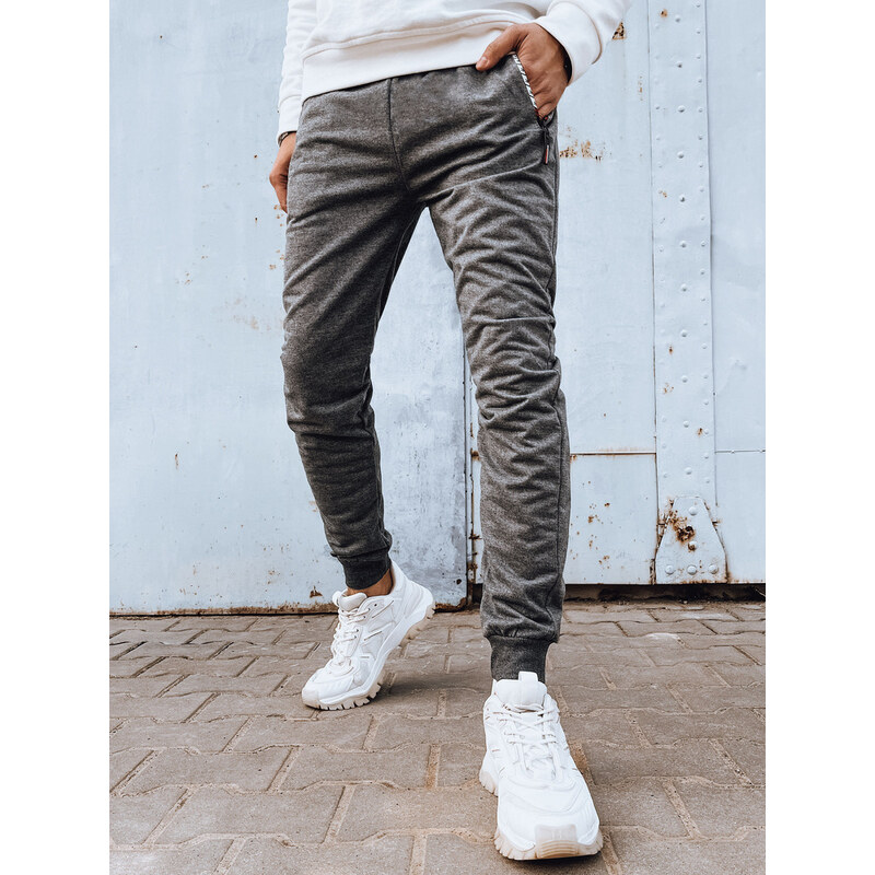 BASIC Sivé pánske tepláky s vreckami na zips UX4278 50296836