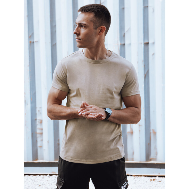 BASIC Béžové klasické pánske tričko RX5610 53417964