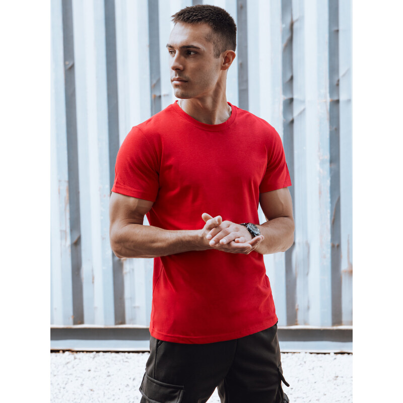 BASIC Červené klasické pánske tričko RX5600 53417983