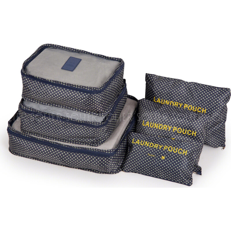 BASIC Tmavomodrá vzorovaná sada organizérov do kufra SA55) 45893399