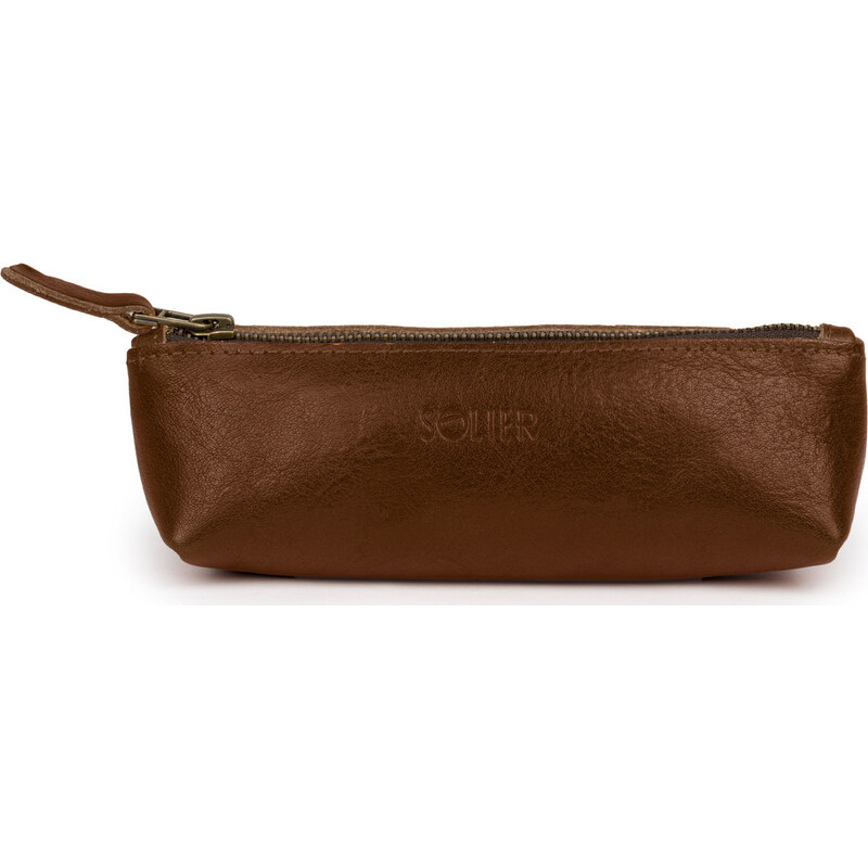 SOLIER hnedé kožené púzdro na perá SW01 ( SA51 DARK BROWN) 46752070