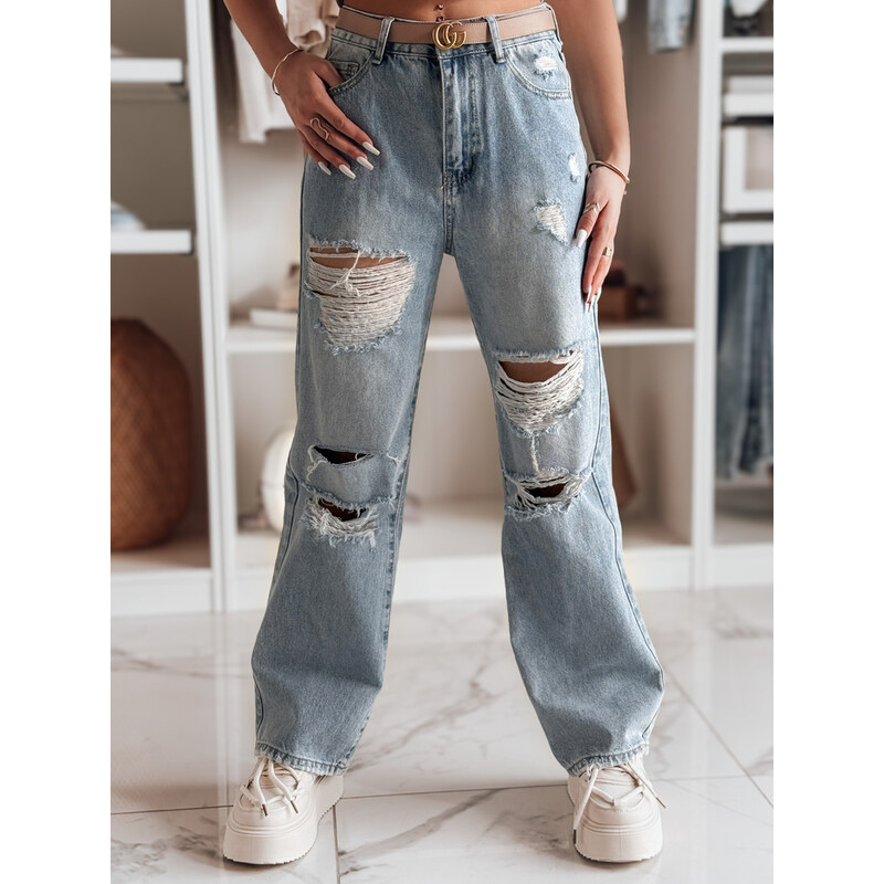 BASIC Svetlomodré dámske široké potrhané džínsy NOWISTA UY2426 62391380