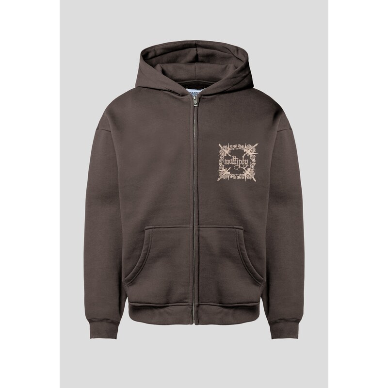 Multiply Apparel Tepláková bunda Regalia béžová / tmavohnedá 63157092