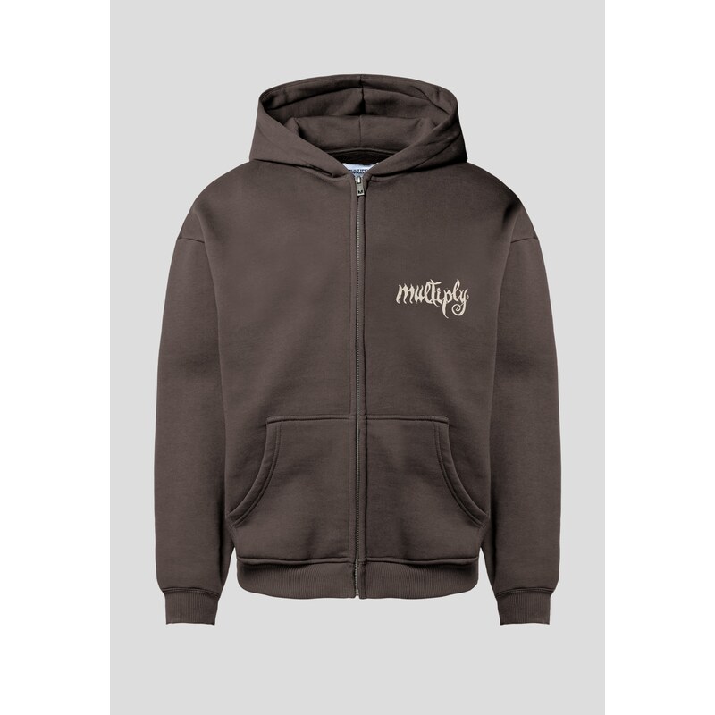 Multiply Apparel Tepláková bunda Law Of Nature béžová / tmavohnedá 63157095