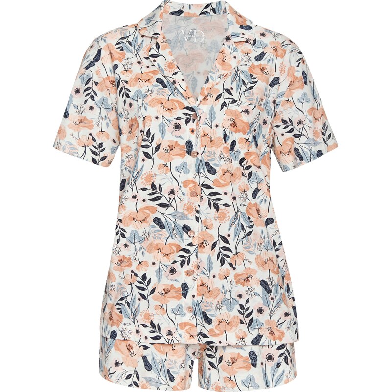 VIVANCE Pyžamo Dreams krémová / námornícka modrá / svetlooranžová / 62583010