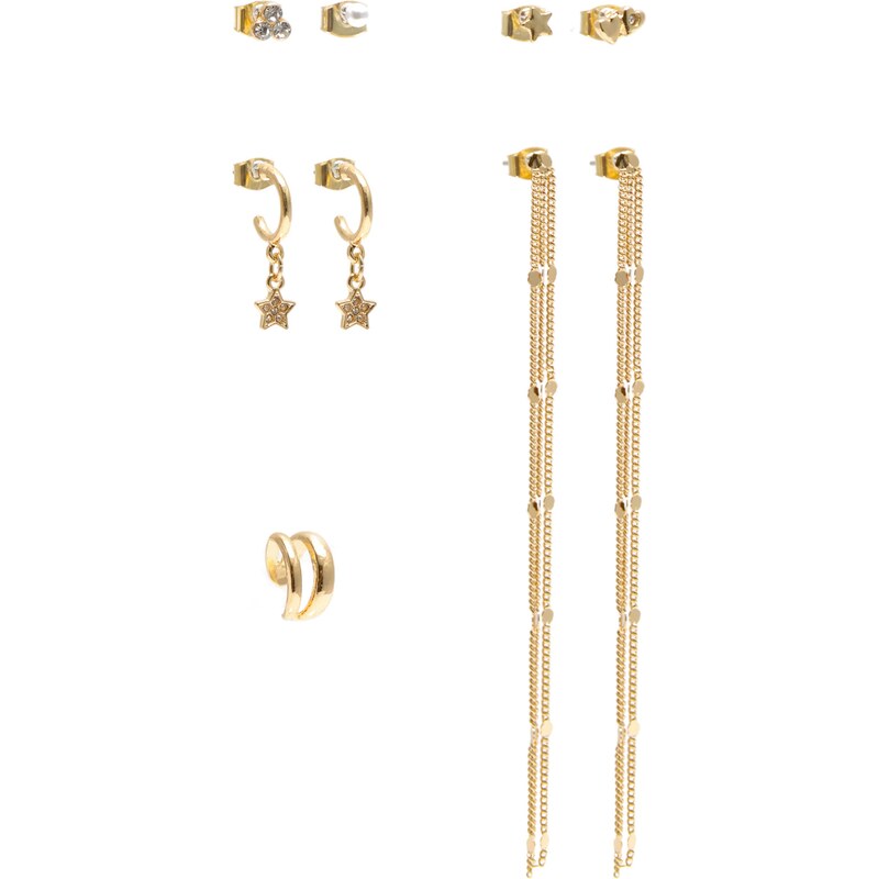 Pull&Bear Sada šperkov zlatá / priehľadná / perlovo biela 63152528