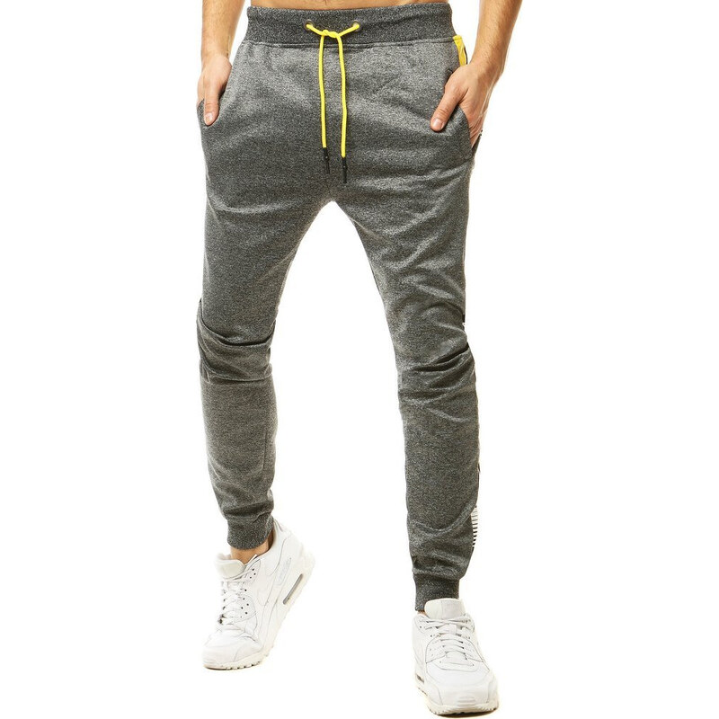 BASIC Antracitové pánske tepláky so žltými detaily UX2779 20676795