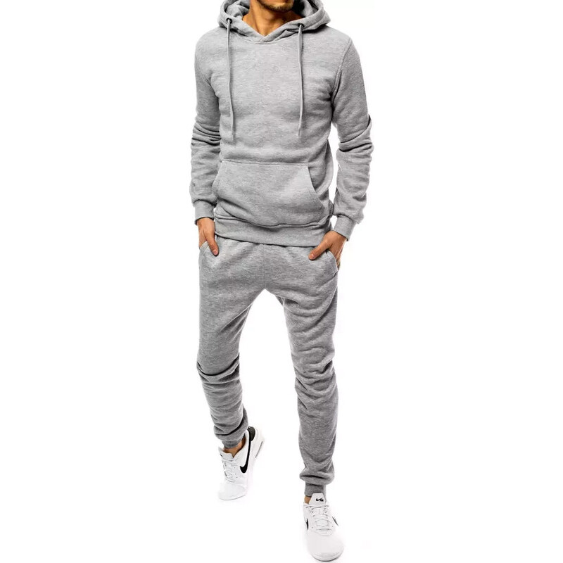 BASIC Svetlosivá pánska tepláková súprava s kapucňou AX0384 24550458