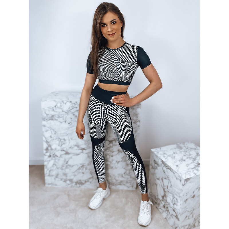 BASIC Čierno-biely športový komplet topu a legín OPTICAL AY0657 32980231