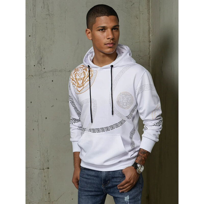 BASIC Biela pánska mikina s potlačou BX5574 39627307