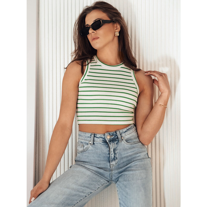 BASIC Biely pruhovaný crop top STELLA MAE RY2271 44454642