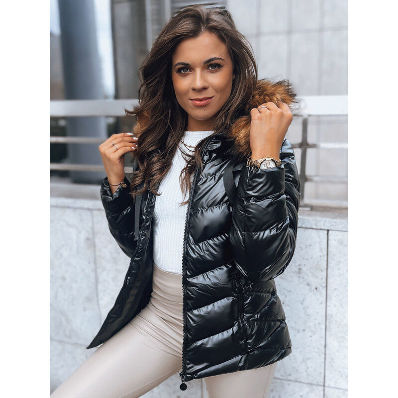 BASIC Čierna lesklá prešívaná bunda MIRIAL TY3769 47338198