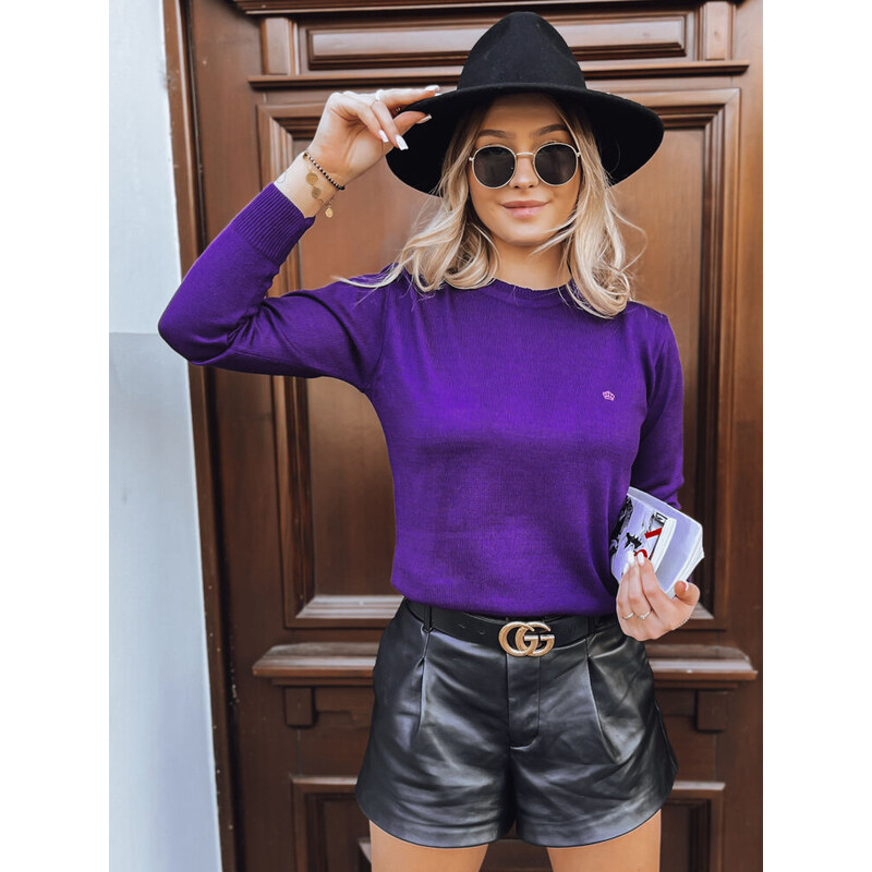 BASIC Tmavofialový klasický sveter REGALIA MY2103 47338199