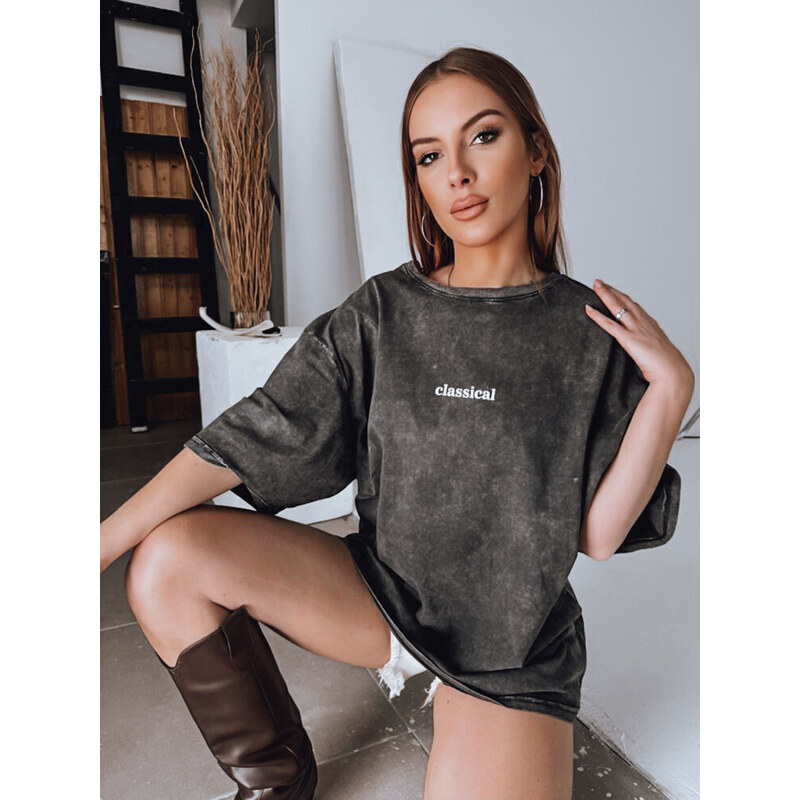 BASIC Tmavosivé oversize tričko s nápisom CLASSICAL RY2632 52673435