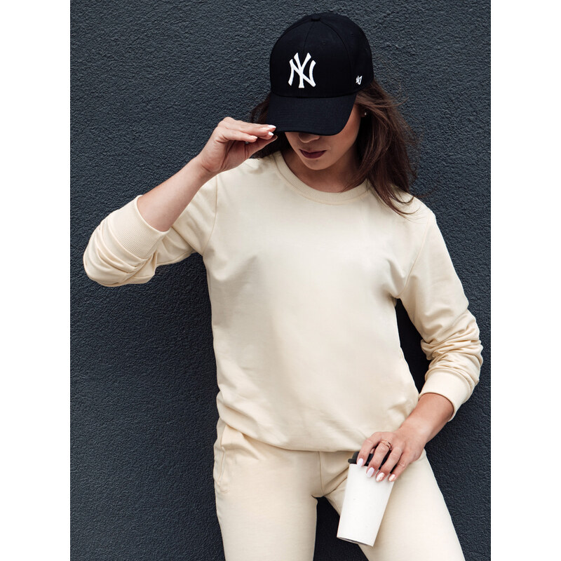 Krémová dámska basic mikina GLAMFLAIR BY1318 57187334