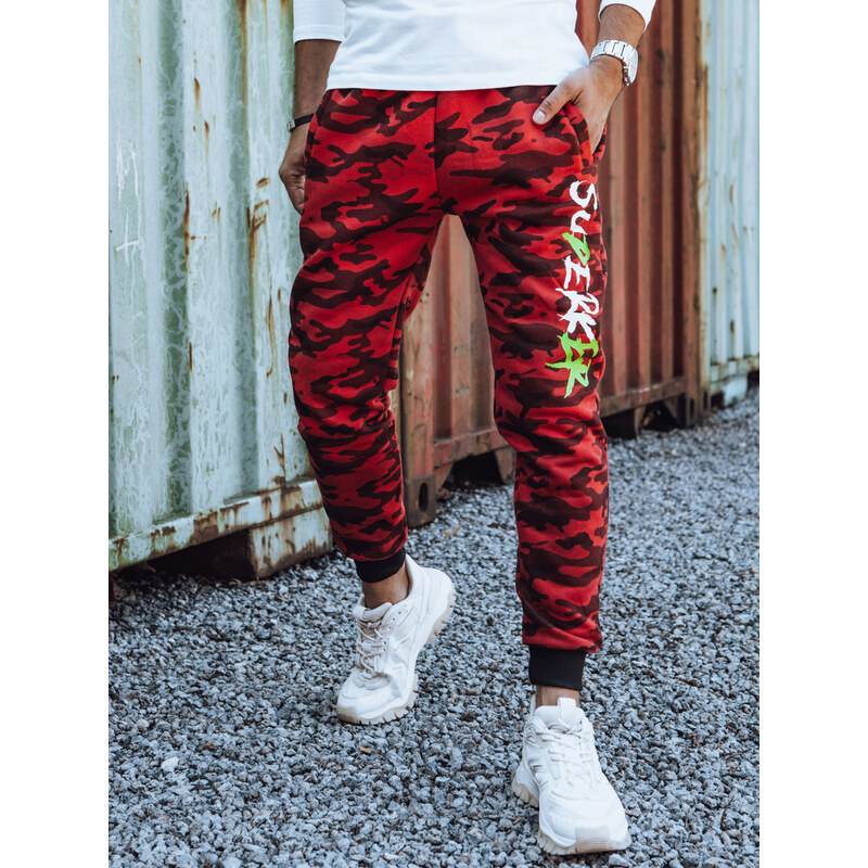 BASIC Červené pánske maskáčové jogger tepláky UX4443 57642236