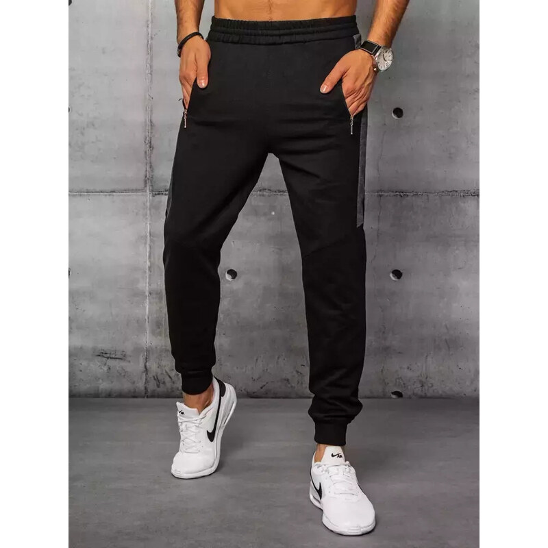 BASIC Čierne pánske tepláky s pruhmi UX3237 61806362