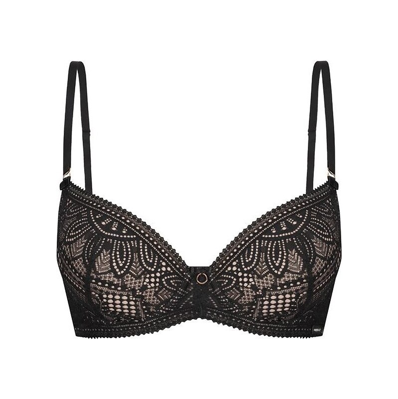 Čierno-béžová čipková push-up podprsenka Mefemi Desire 65151547
