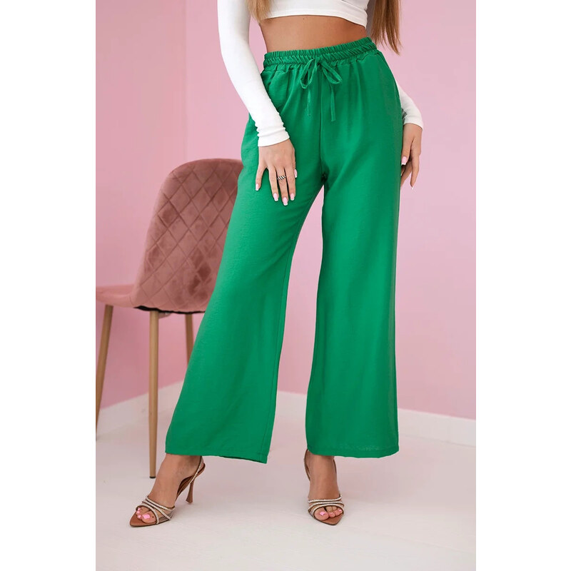 K-Fashion Viskózové nohavice so širokými nohavicami svetlozelenej 62369170