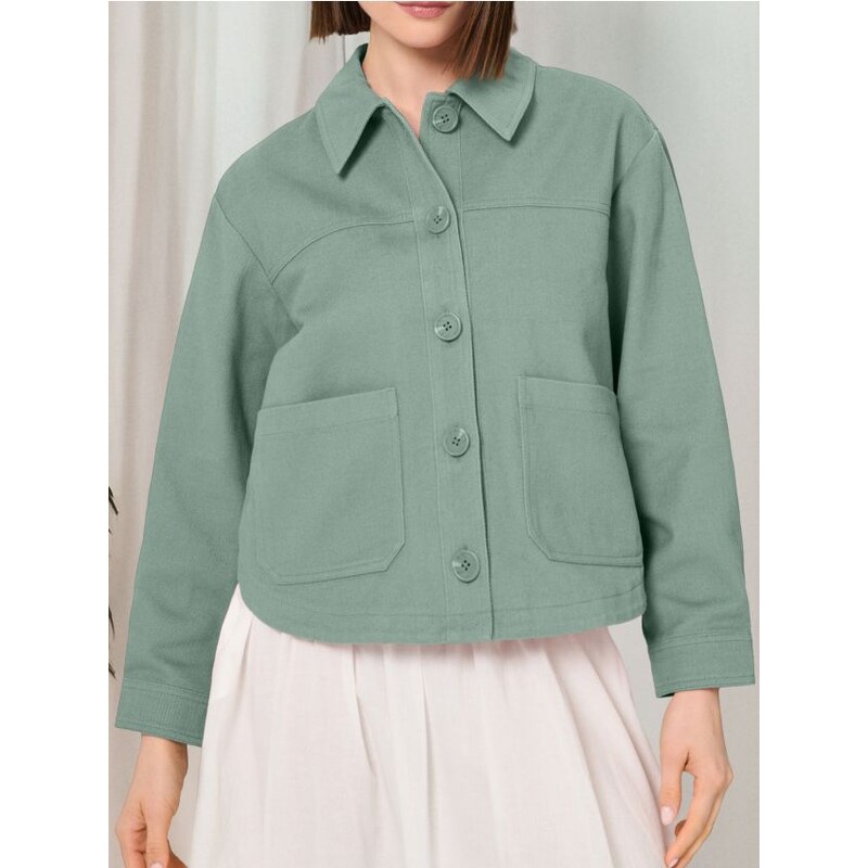 Sinsay - Bavlnená košeľová bunda - žlto-zelená 65741449