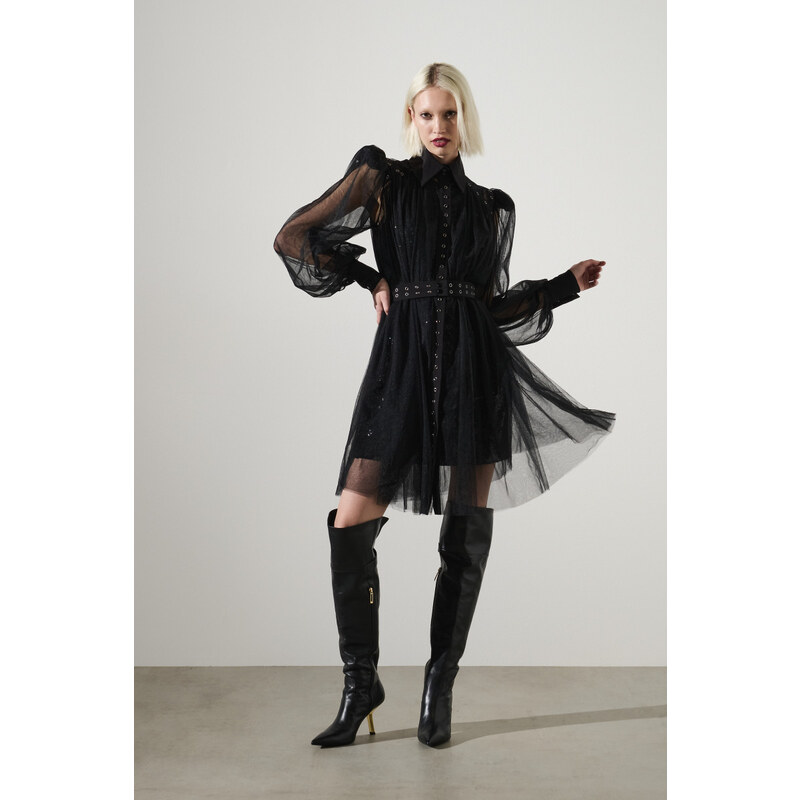 ŠATY KARL LAGERFELD MATERIAL MIX FASHION DRESS 60350697