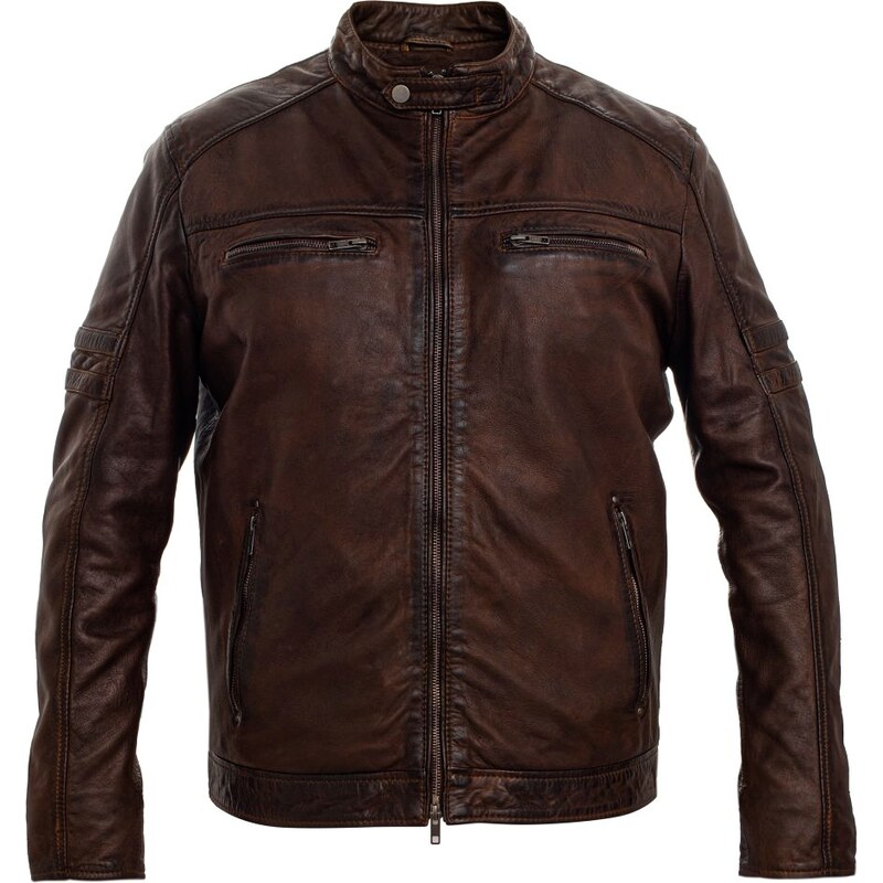 MAX Pánska kožená bunda MOTI - 2 hnedá 46895844
