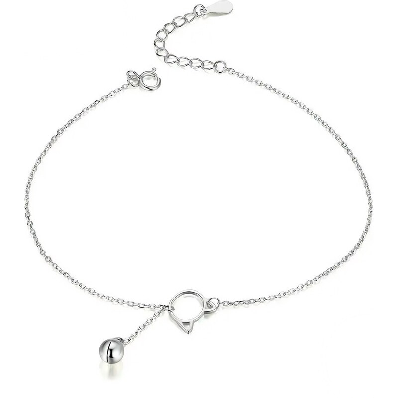 Ligot Strieborná retiazka na nohu mačka s rolničkou 62426301