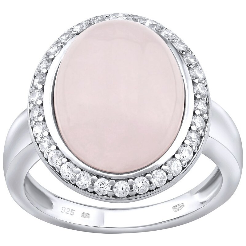 Ligot Strieborný prsteň s prírodným Ruženínom a so zirkónmi 62426483