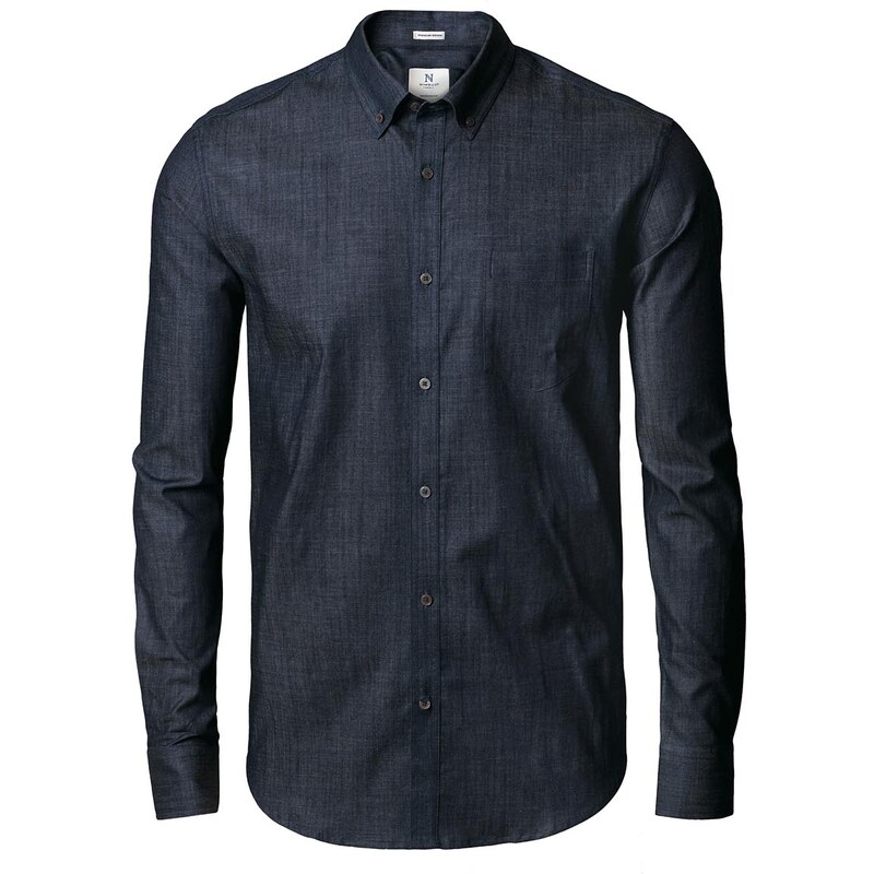 Klasická štýlová džínsová košeľa s golierom na gombíky pre mužov 62426767