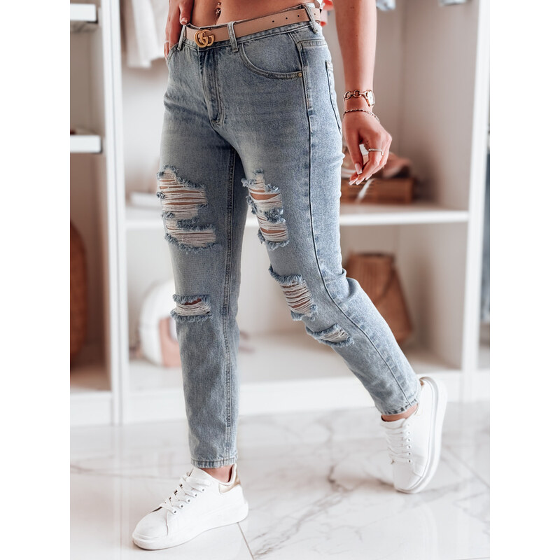 BASIC Modré dámske džínsy s odreninami DESTINA UY2447 62427017