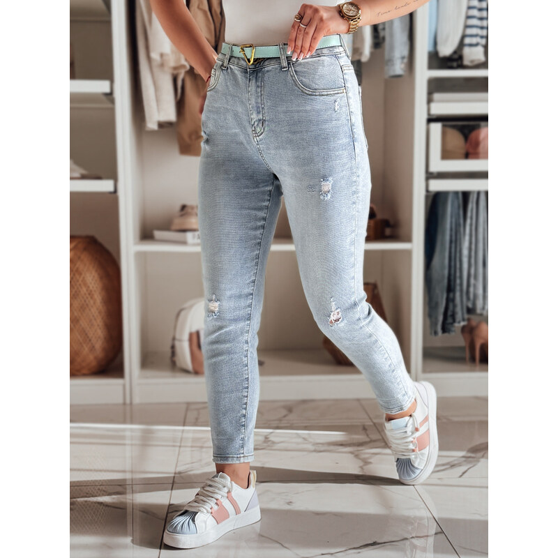 BASIC Svetlomodré dámske slim fit džínsy s jemnými odreninami STEFANIA 62427019