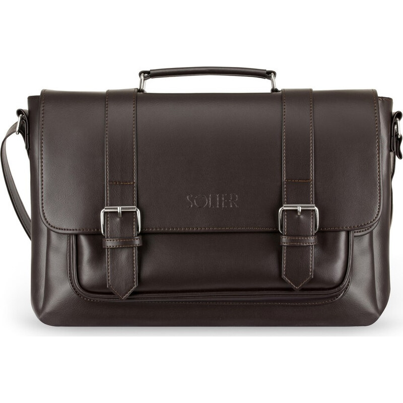 Elegantná pánska hnedá taška na notebook SOLIER (S25 BROWN) 3571593