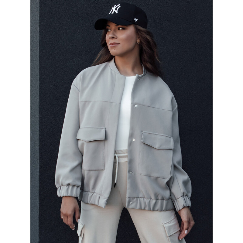 BASIC Sivá voľná prechodná bunda QUESI TY4474 56436947