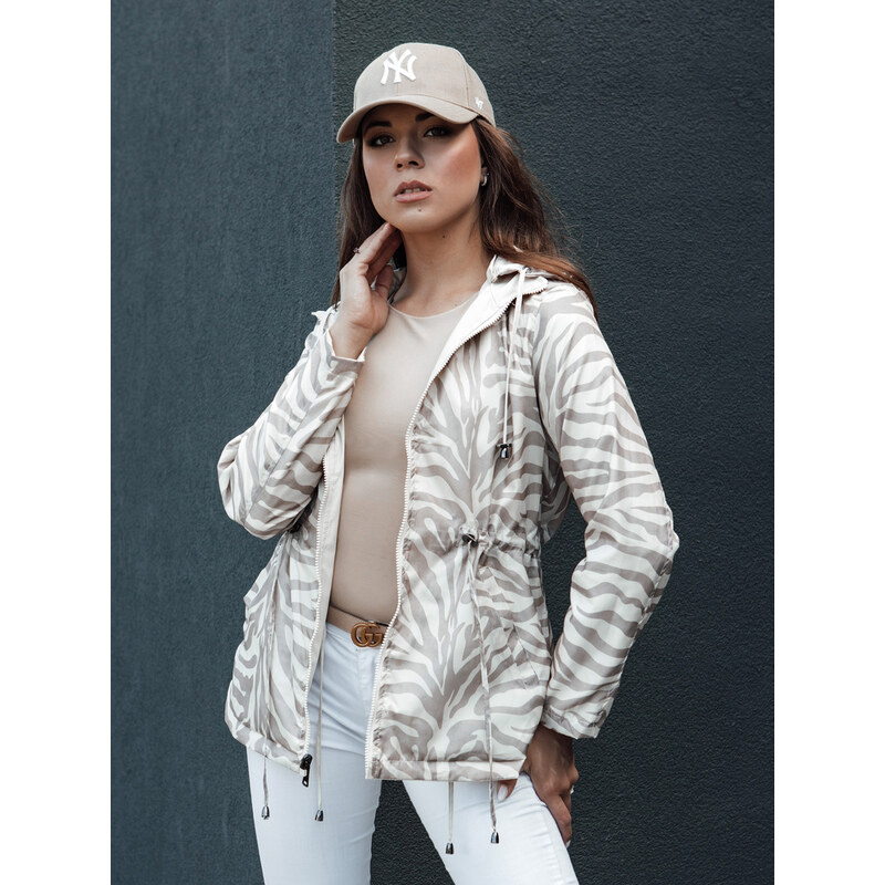 BASIC Béžovo-biela zebrovaná obojstranná parka CORMIS TY4420 56436975