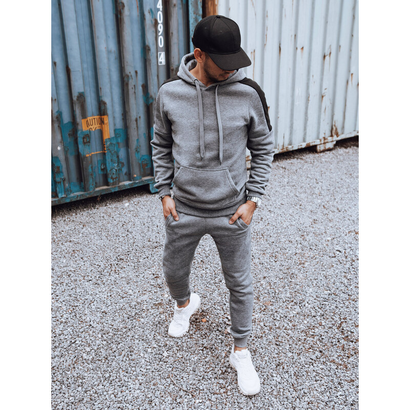 BASIC Sivá tepláková súprava s čiernym pruhom AX0784 56506924