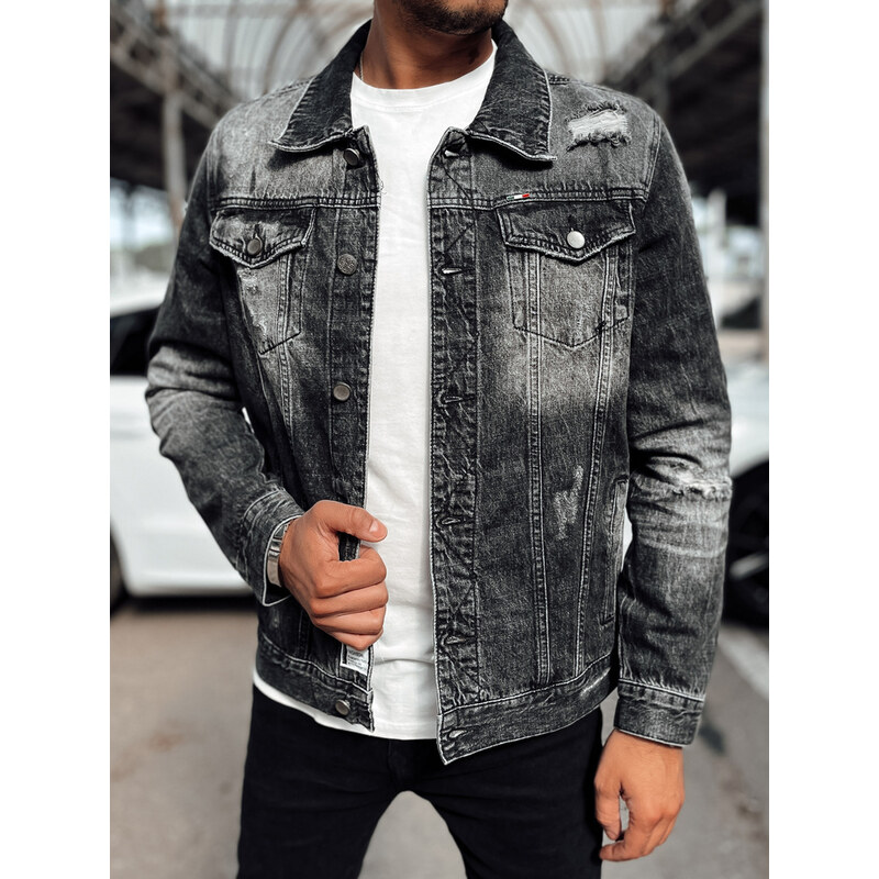 BASIC Čierna pánska džínsová bunda TX4722 56506940