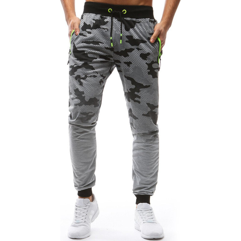 BASIC Svetlosivé tepláky s maskáčovým vzorom UX3625 32980209