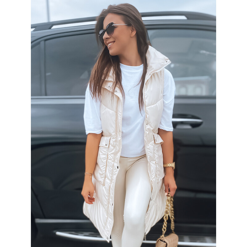 BASIC Smotanová lesklá dlhá vesta MARIEL TY3014 34989303