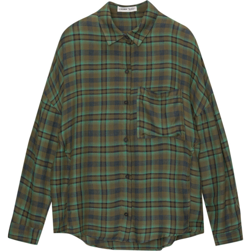 Pull&Bear Blúzka tmavomodrá / olivová / svetlozelená 63152467