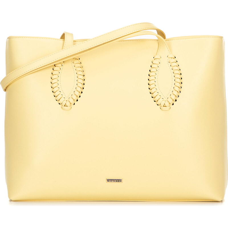 Wittchen Dámska shopperka z ekologickej kože s pletenými akcentmi žltá 66066422