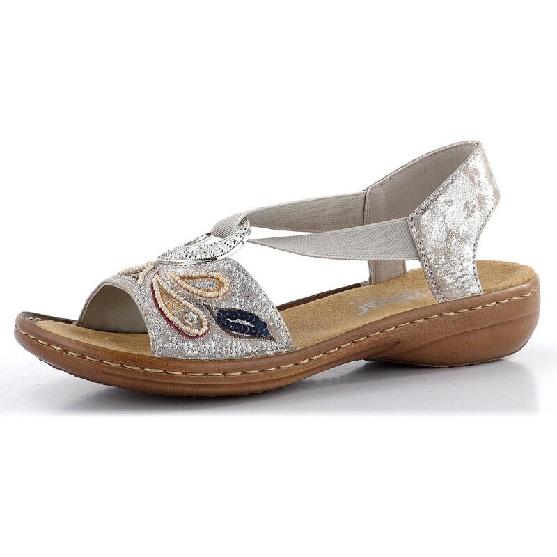 Rieker metalické sandále s gumičkou Rose-Metallic 608B4-90 62448983