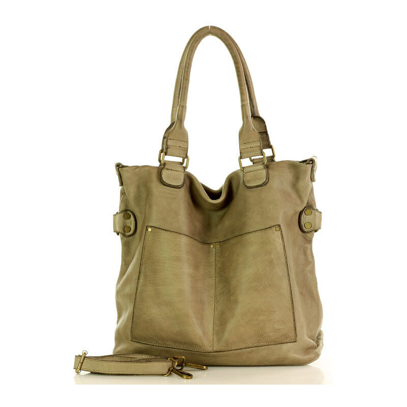 MARCO MAZZINI Dámska kožená shopper taška | béž taupe v7o 62450827